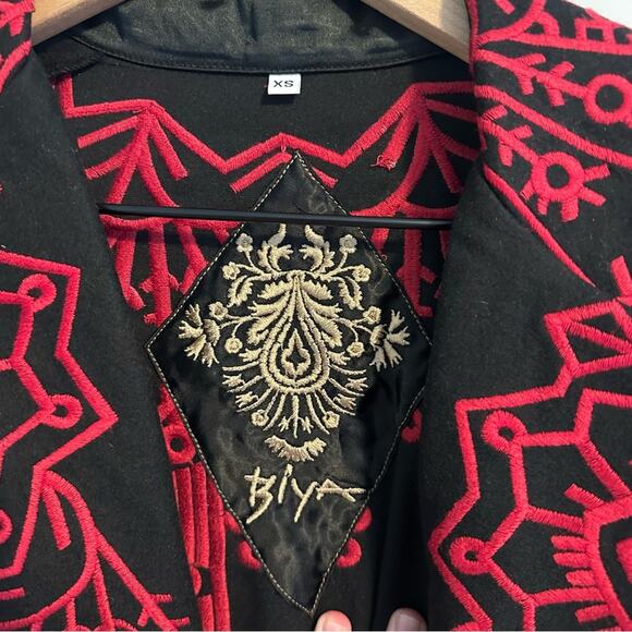 NEW Johnny Was Biya Black Red Wool Blend Embroidered Jacket XS - Picture 13 of 14